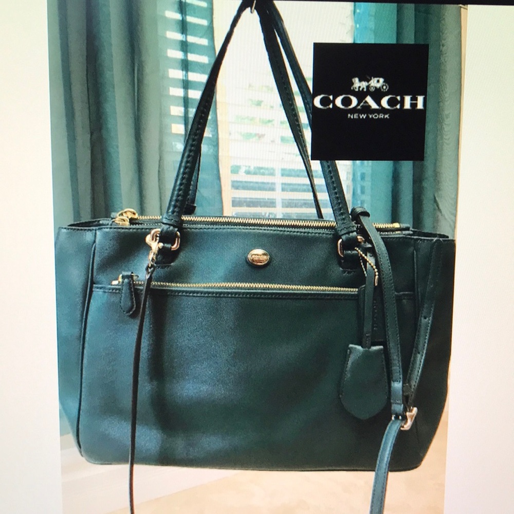 ‼️SOLD‼️ Coach Teal Purse Crossbody Strap - Picture 1 of 8
